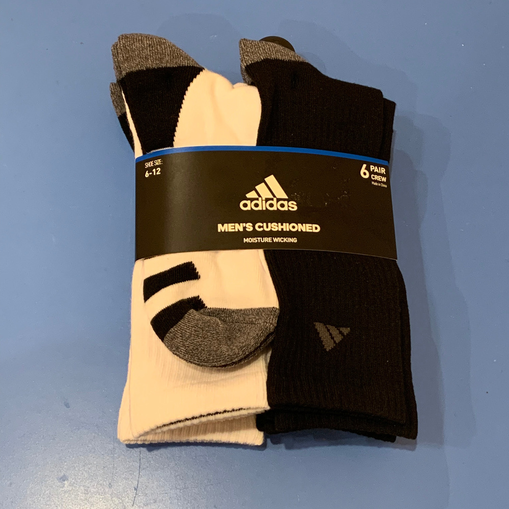 Adidas-6 Pair Crew Men's Cushioned Socks